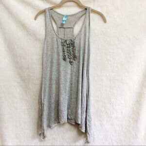 Zoah Design Grey Ruffled Front Tank Top